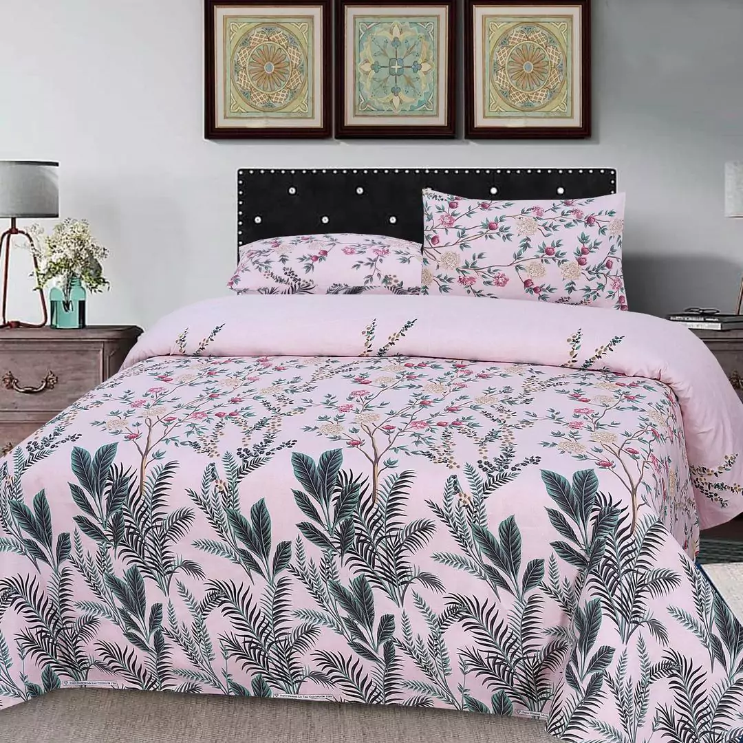 3 Pcs Cotton Printed Double Bedsheet G