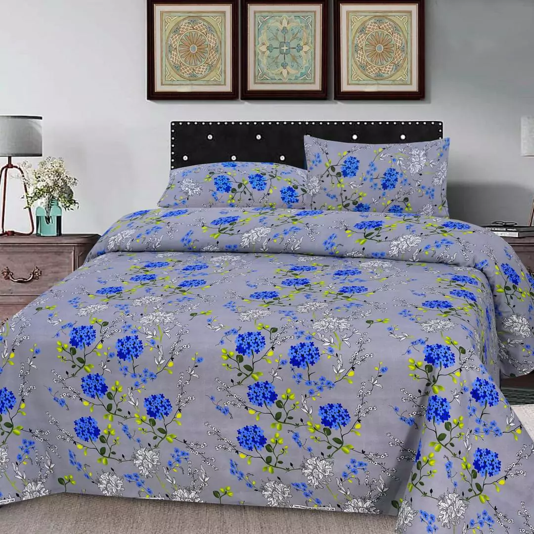 3 Pcs Cotton Printed Double Bedsheet G