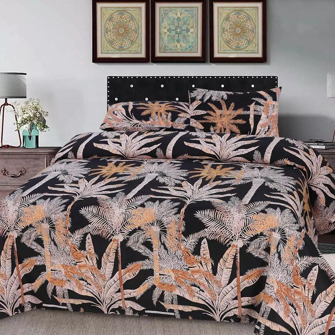 3 Pcs Cotton Printed Double Bedsheet GS18