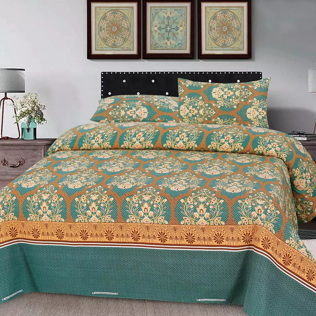 3 Pcs Cotton Printed Double Bedsheet G