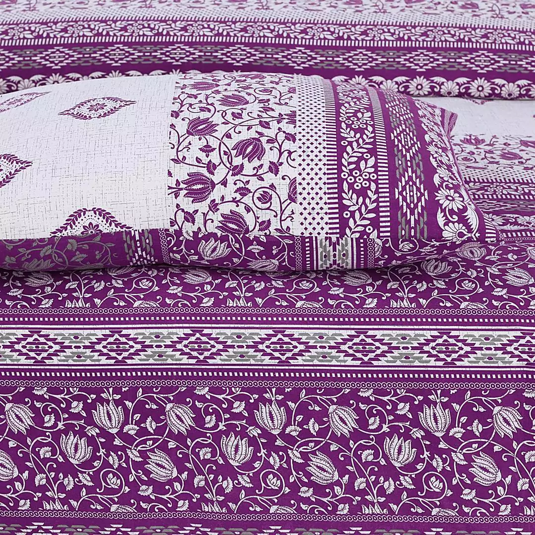 3 Pcs Cotton Printed Double Bedsheet GS23