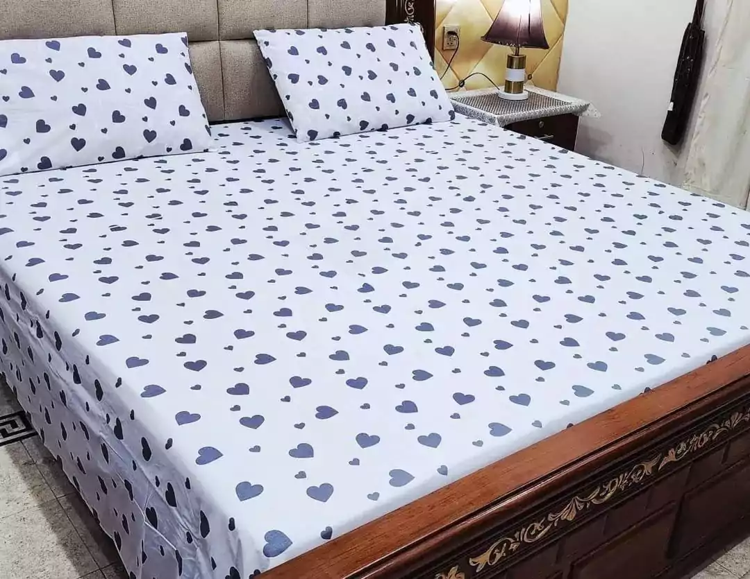 3 Pcs Cotton Printed King Size Bed Sheet VV812