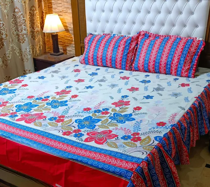 3 Pcs Cotton Salonica Frill Double Bed