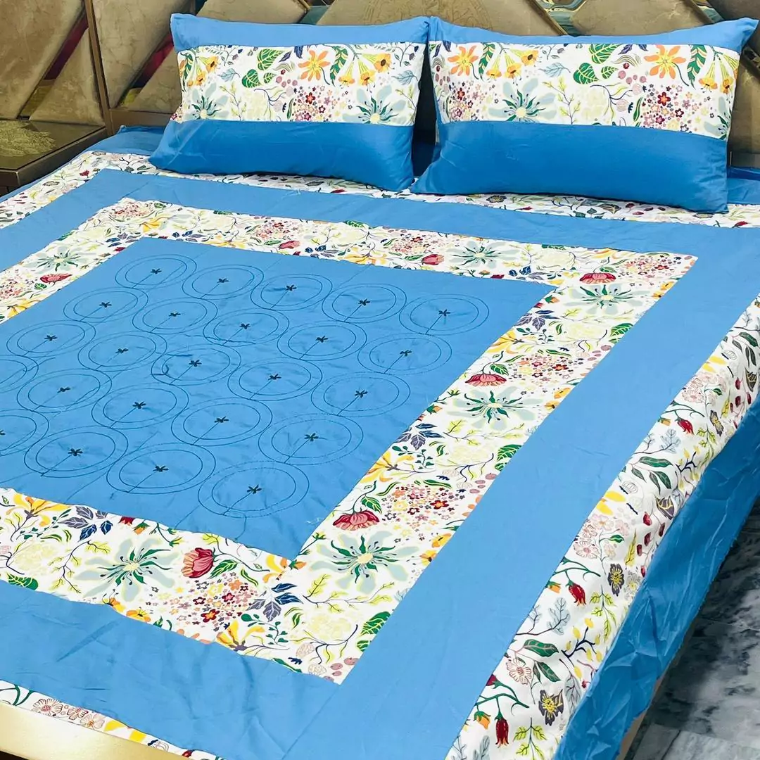 3 Pcs Cotton Sotton Printed Double Bed