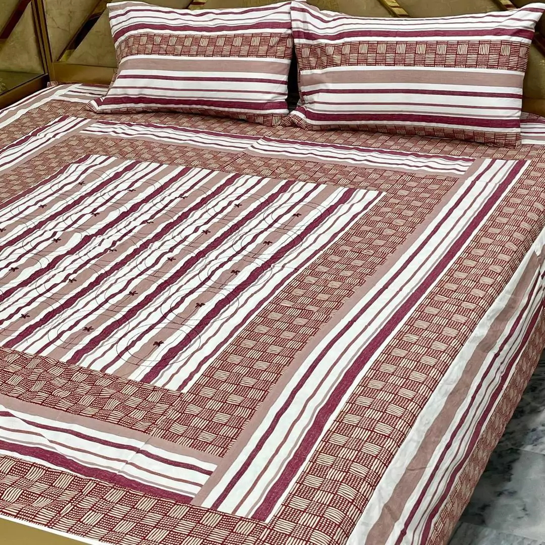 3 Pcs Cotton Sotton Printed Double Bed