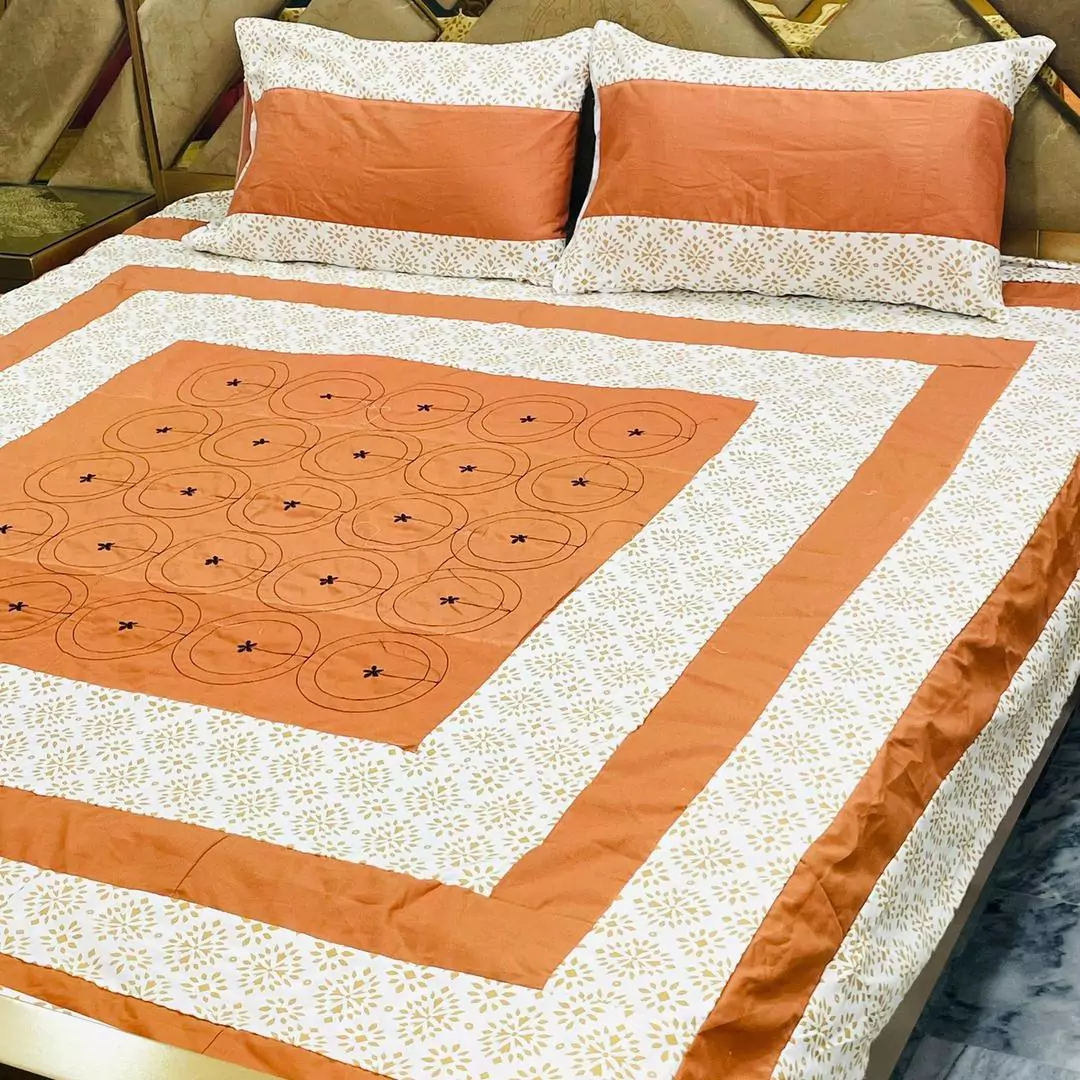 3 Pcs Cotton Sotton Printed Double Bed