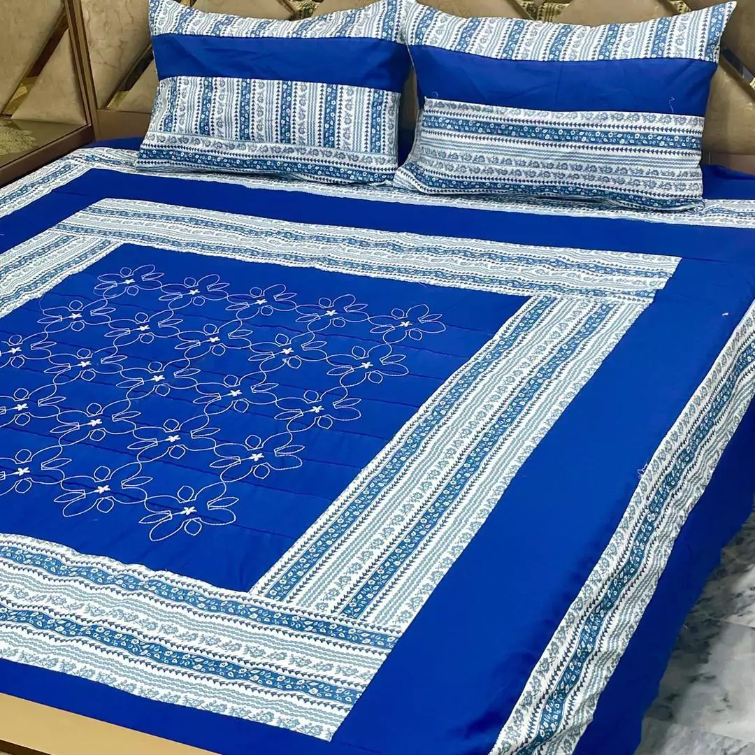 3 Pcs Cotton Sotton Printed Double Bed