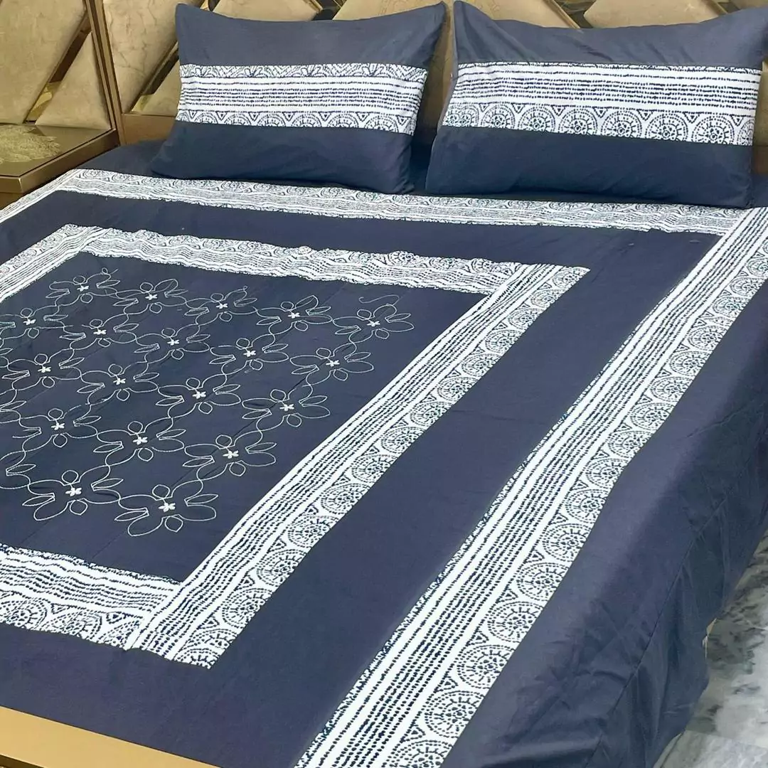 3 Pcs Cotton Sotton Printed Double Bed