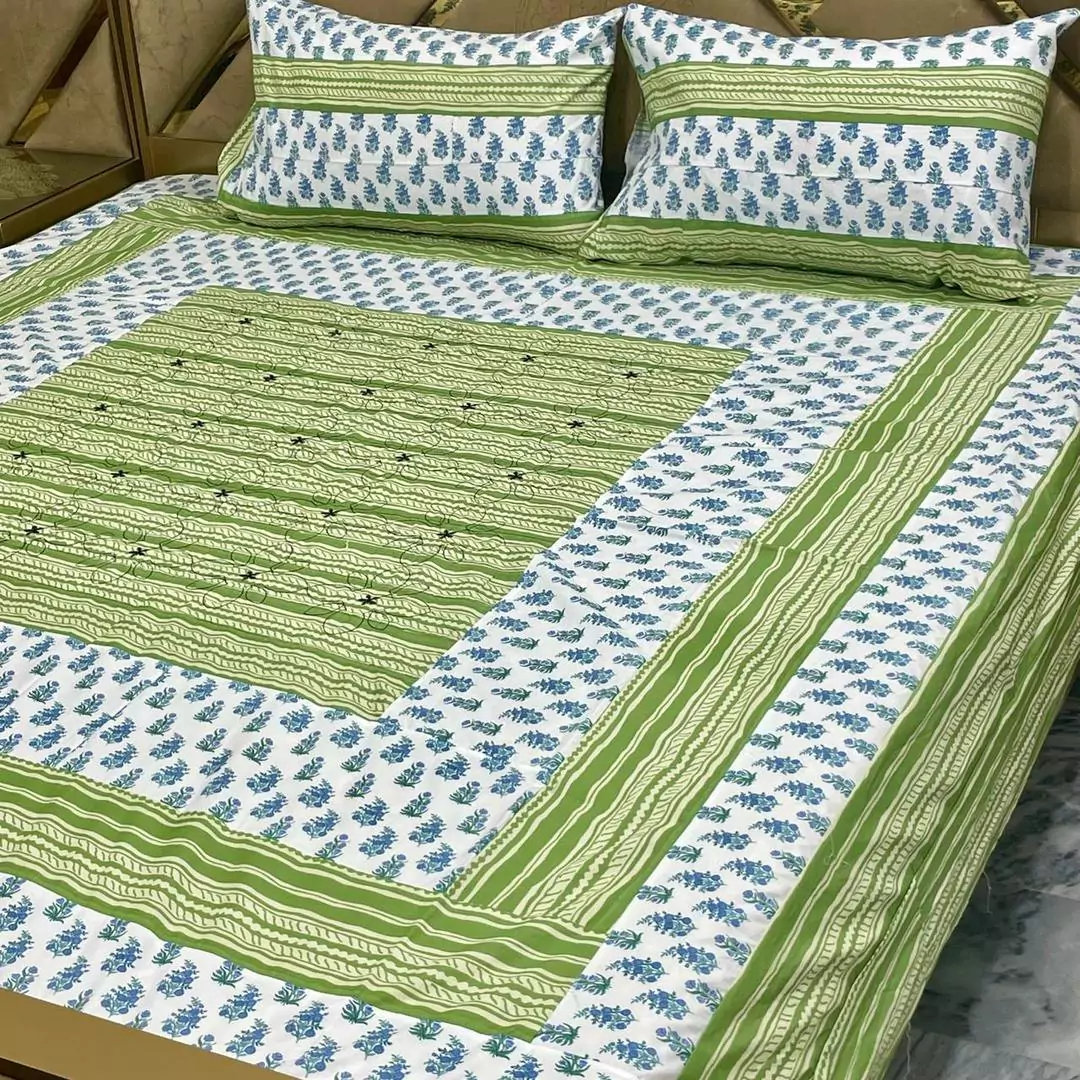 3 Pcs Cotton Sotton Printed Double Bed