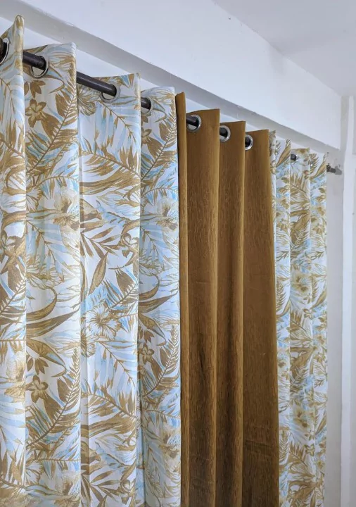 3 Pcs Cotton Textured Indoor Home Curtains
