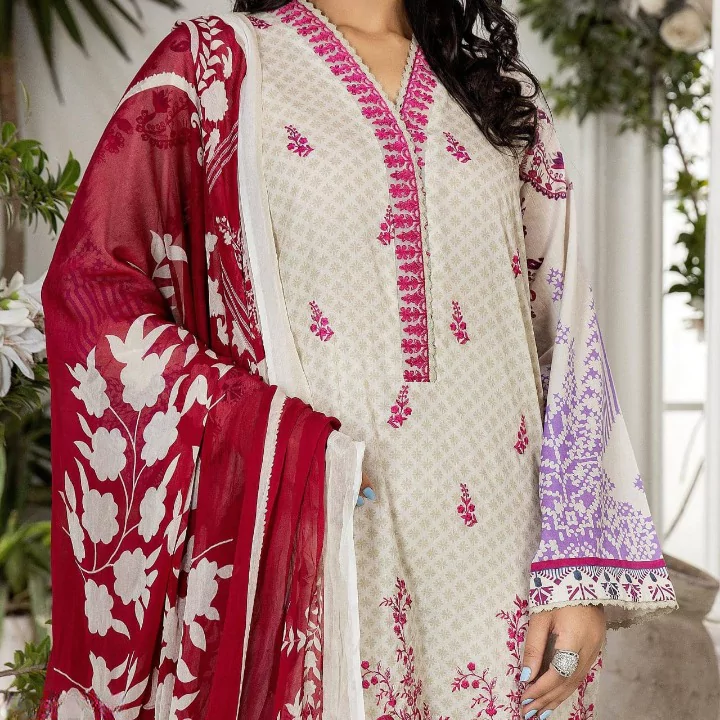 3 Pcs Safwa Women Lawn Embroidered Unstitched Suit