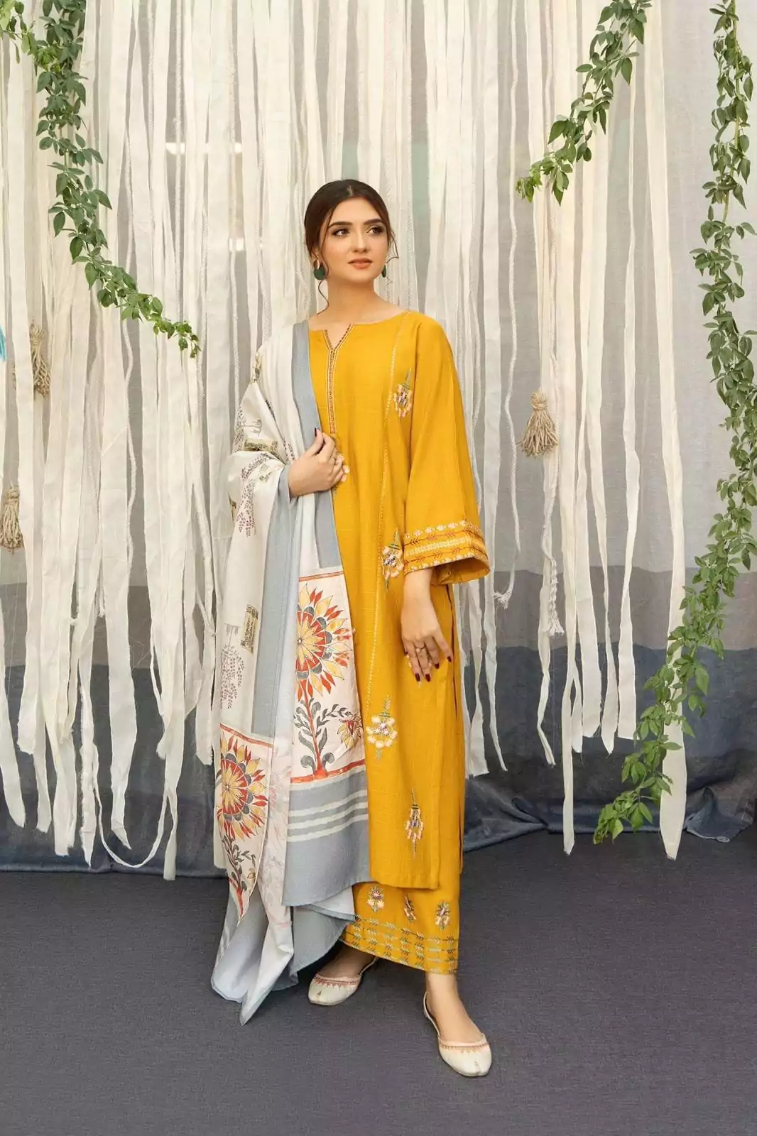 3 Pcs Stunning Mustard Dhanak Em