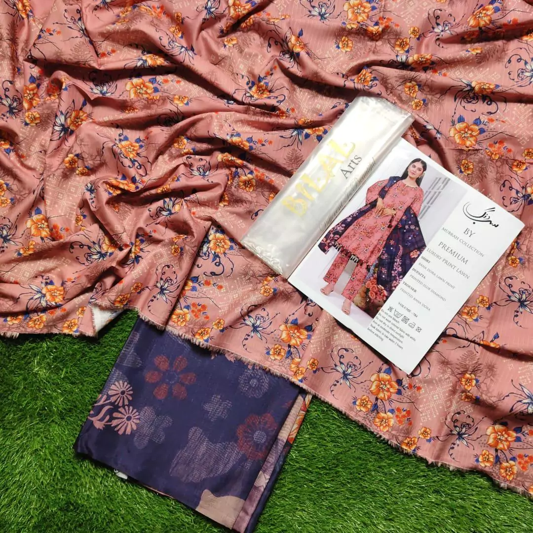 3 Pcs Unstitched Lawn Digital Print Suit VV624