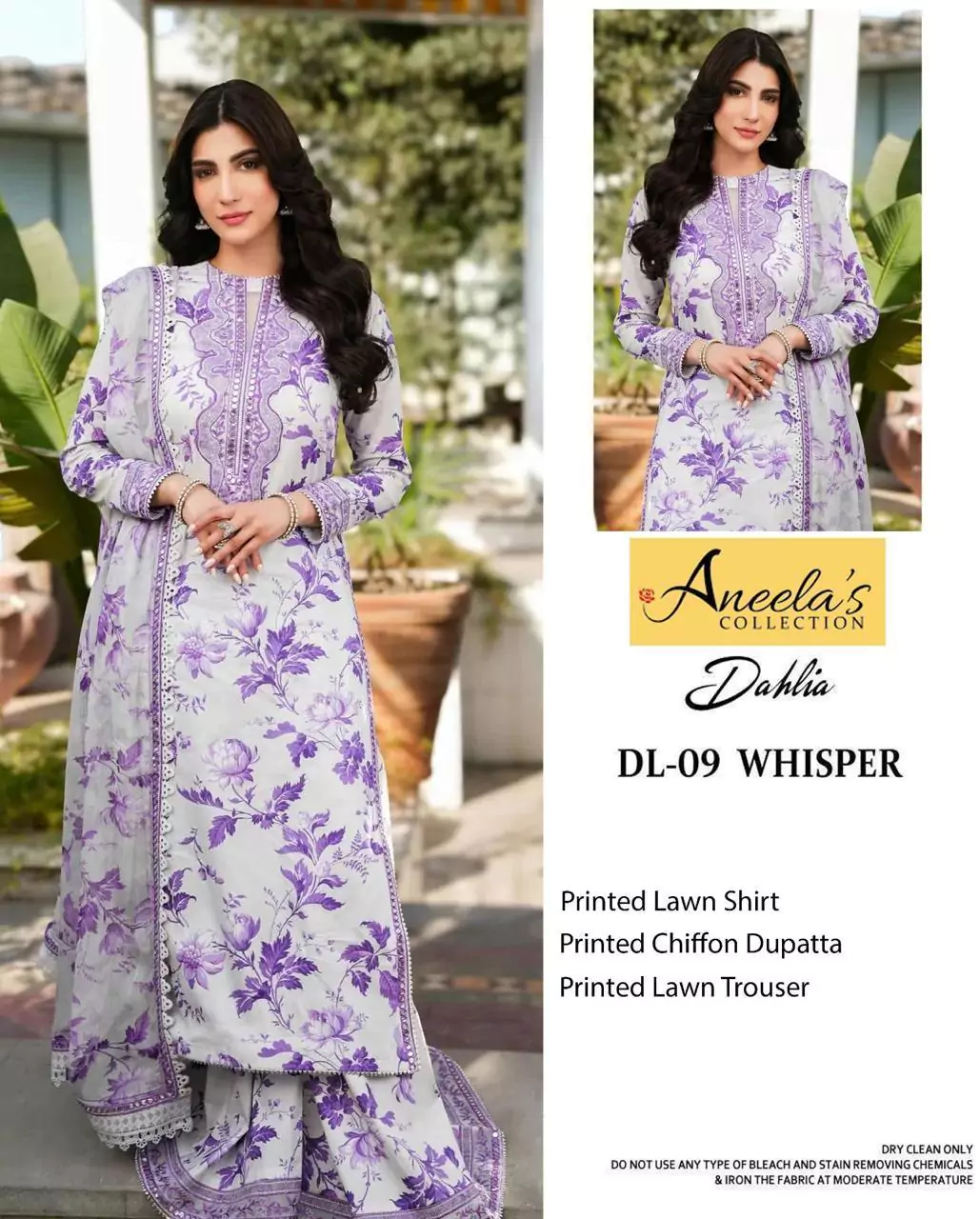 3 Pcs Unstitched Lawn Printed Su