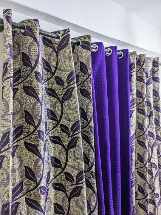 3 Pcs Velvet Curtains Purple Color