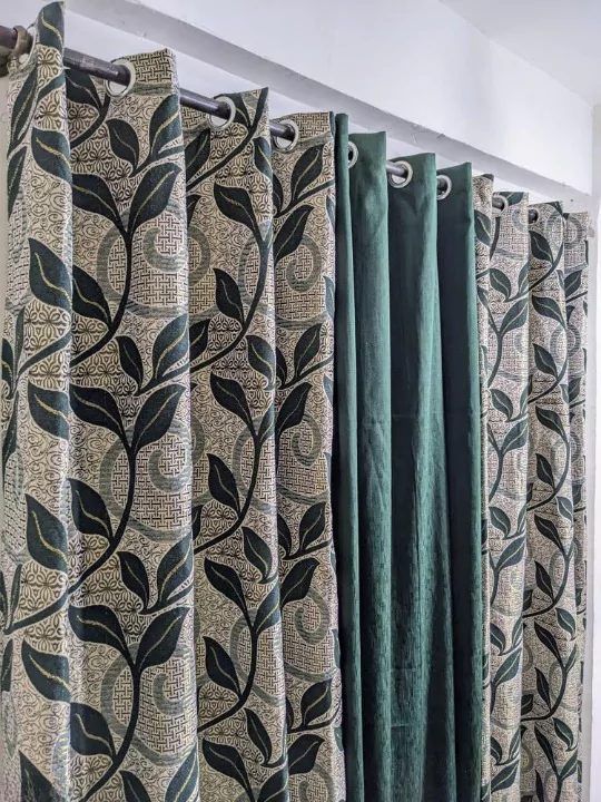 3 Pcs Velvet Jacquard Curtains