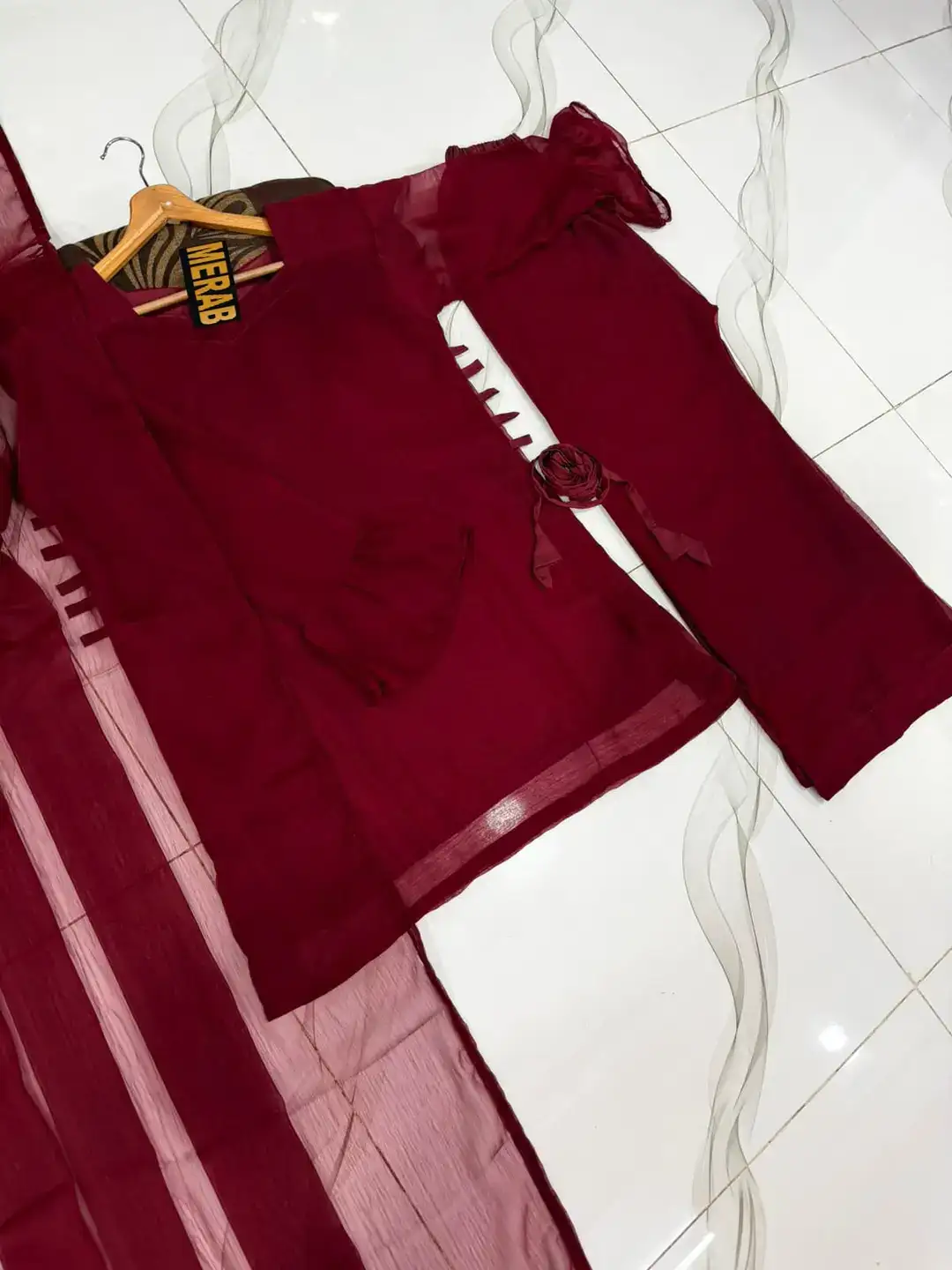 3 Pcs Women's Stitched Chiffon Plain Suit VX32