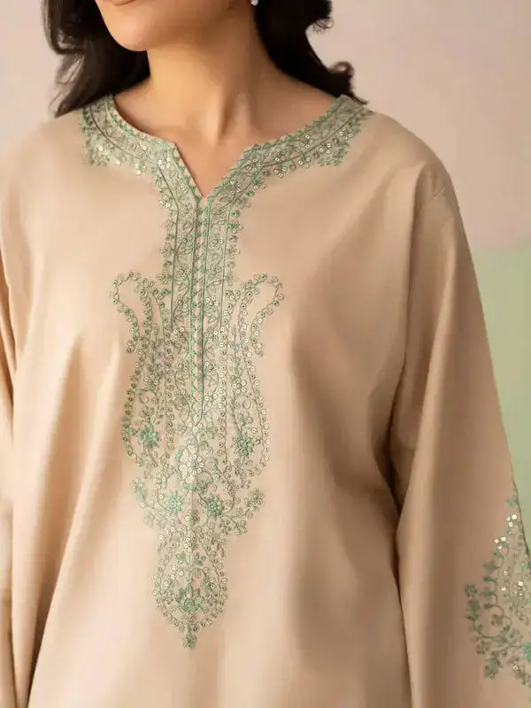 3 Pcs Women's Stitched Cotton Embroidered Suit VX36