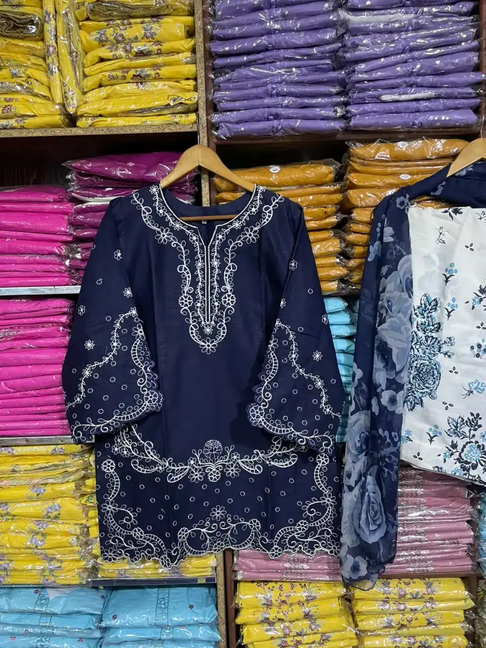 3 Pcs Women's Stitched Cotton Embroidered Suit VX40