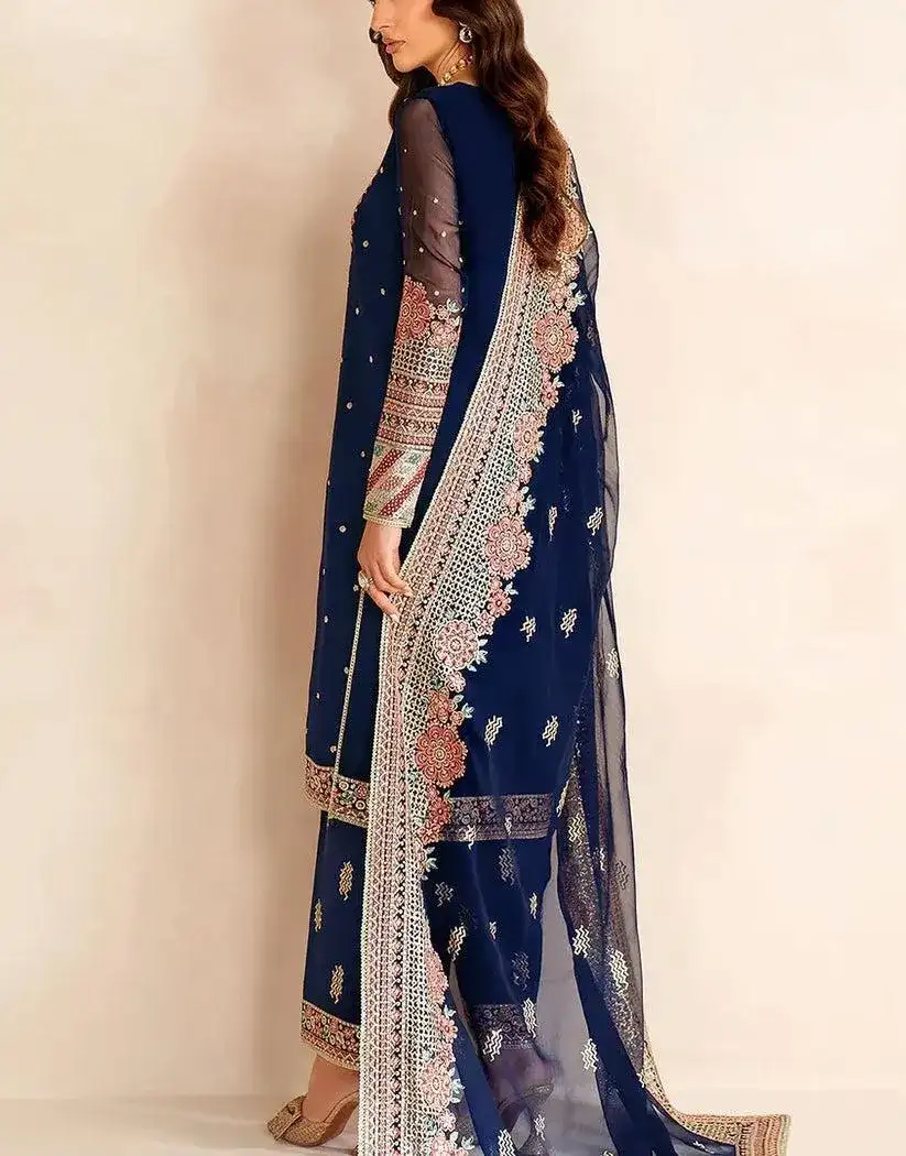 3 Pcs Women's Unstitched Chiffon Embroidered Suit VW571