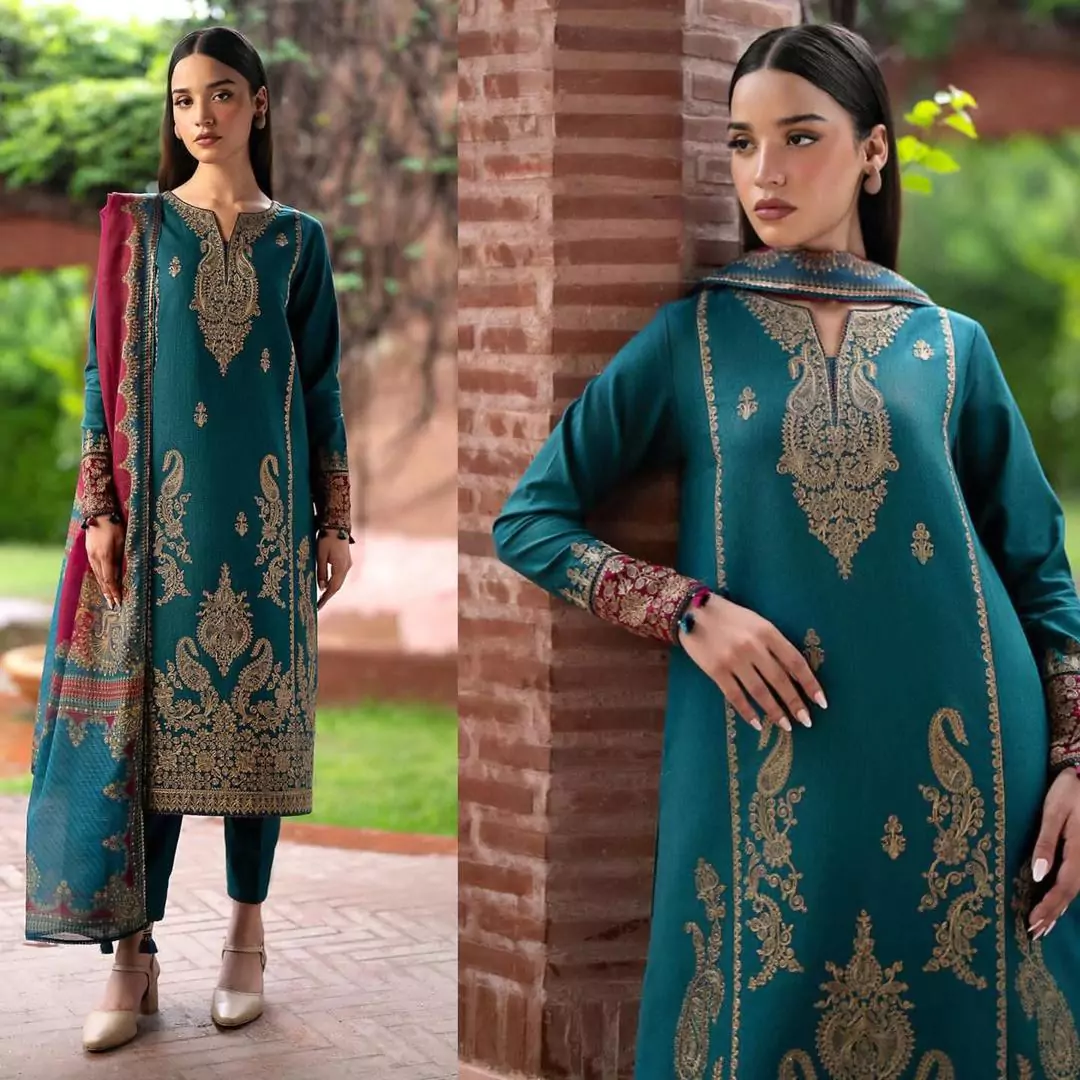  - 3 Pcs Women's Unstitched Dhanak Embroidered Suit IL41