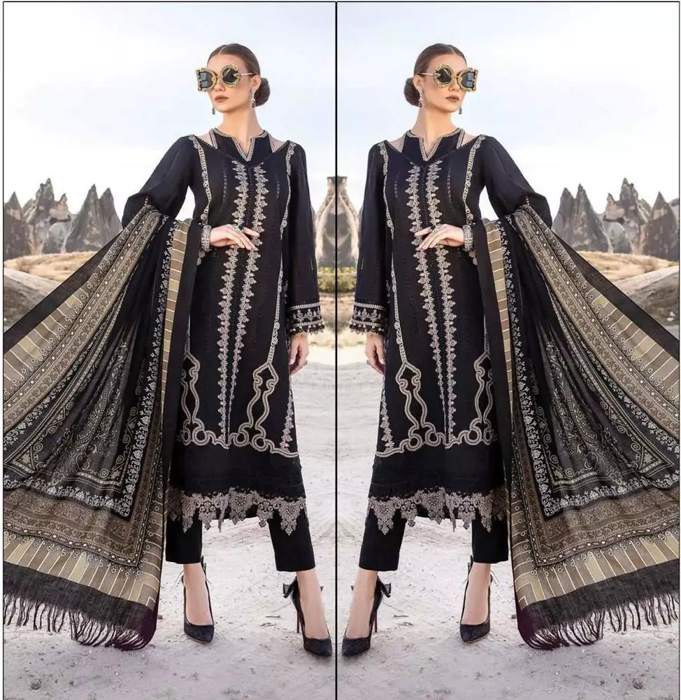  - 3 Pcs Women's Unstitched Dhanak Embroidered Suit LI35