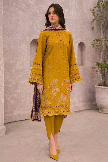  - 3 Pcs Women's Unstitched Dhanak Embroidered Suit LI39