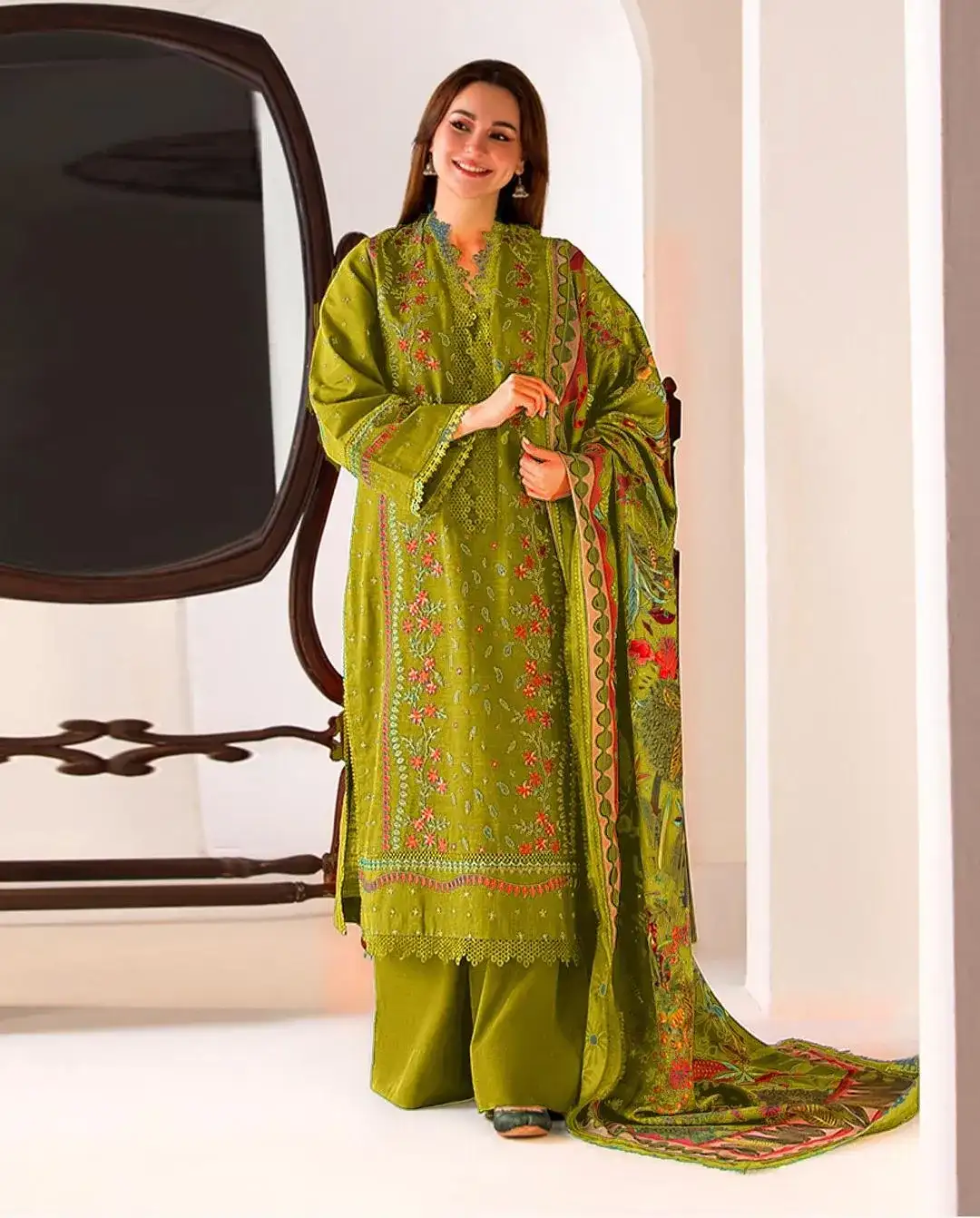 women unstitched suits - 3 Pcs Women's Unstitched Dhanak Embroidered Suit VW532
