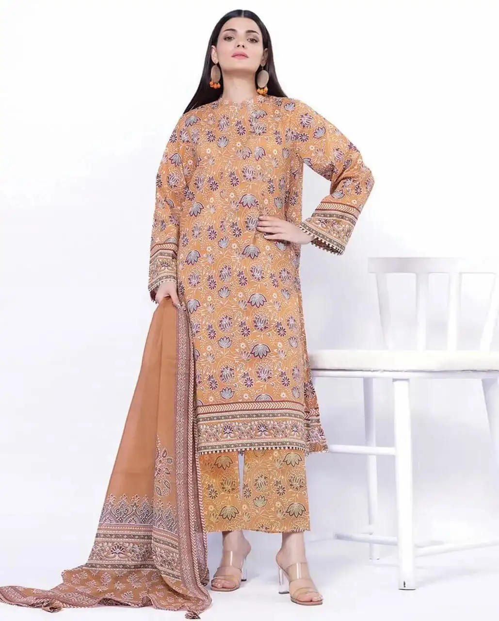 women unstitched suits - 3 Pcs Women's Unstitched Karandi Digital Print Suit VW08