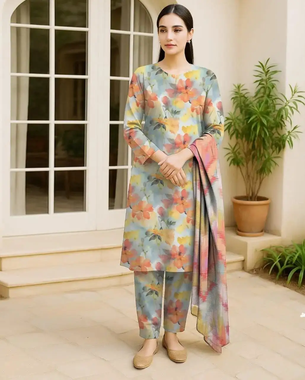 women unstitched suits - 3 Pcs Women's Unstitched Karandi Digital Print Suit VW12