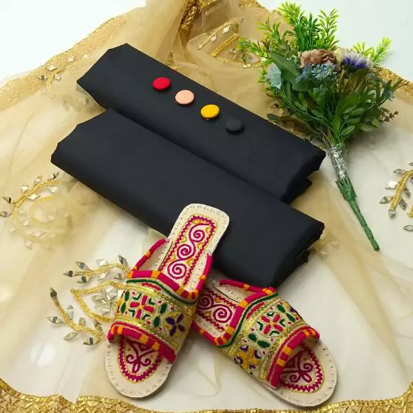 women unstitched suits - 3 Pcs Women's Unstitched Katan Silk Plain Suit VV658