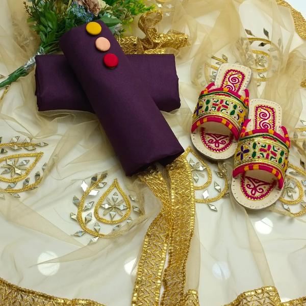 women unstitched suits - 3 Pcs Women's Unstitched Katan Silk Plain Suit VV661