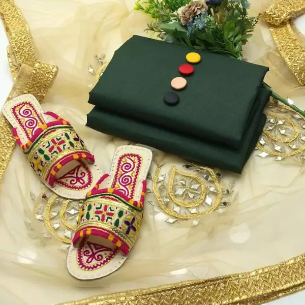 women unstitched suits - 3 Pcs Women's Unstitched Katan Silk Plain Suit VV662