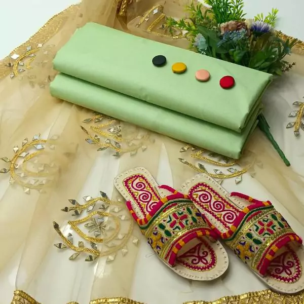 women unstitched suits - 3 Pcs Women's Unstitched Katan Silk Plain Suit VV663