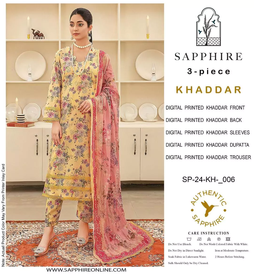  - 3 Pcs Women's Unstitched Khaddar Printed Suit LI73