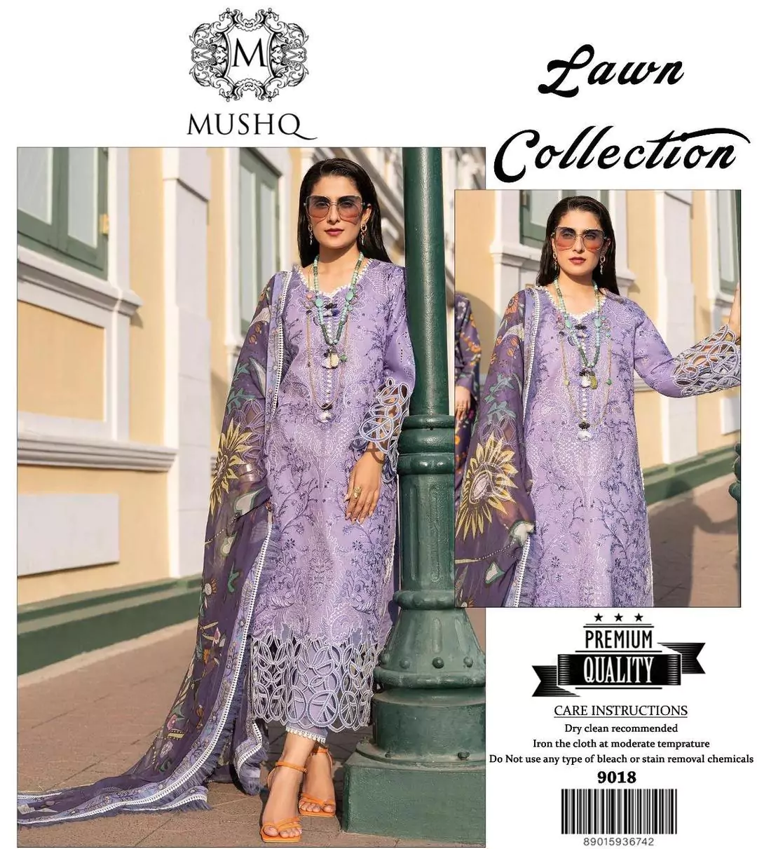  - 3 Pcs Women's Unstitched Lawn Embroidered Suit LI76