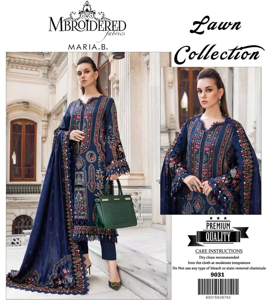  - 3 Pcs Women's Unstitched Lawn Embroidered Suit LI79