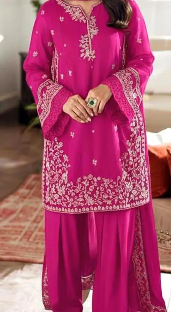 3 Pcs Women's Unstitched Lawn Embroidered Suit VW891