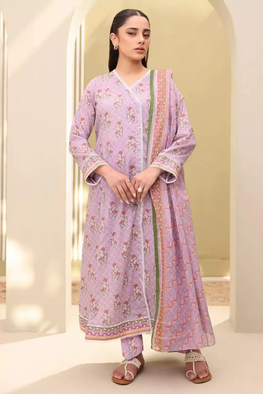 women unstitched suits - 3 Pcs Women's Unstitched Lawn Printed Suit VV356