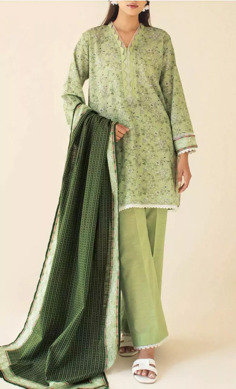women unstitched suits - 3 Pcs Women's Unstitched Lawn Printed Suit VV372