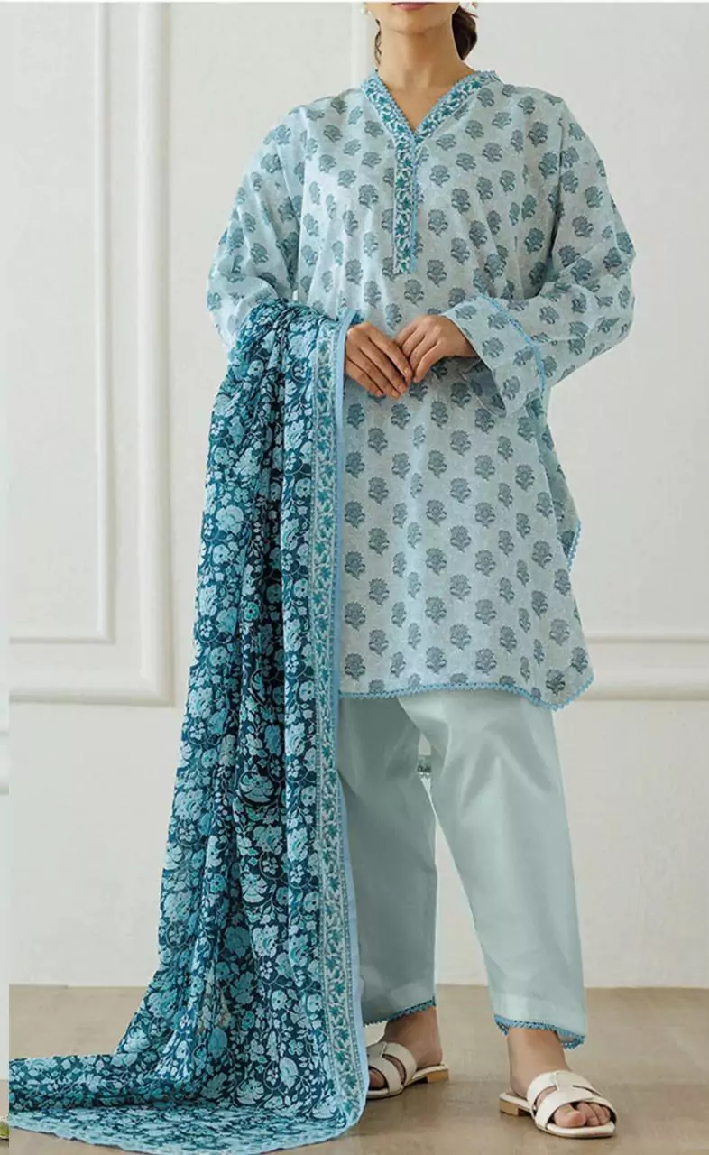 women unstitched suits - 3 Pcs Women's Unstitched Lawn Printed Suit VV373