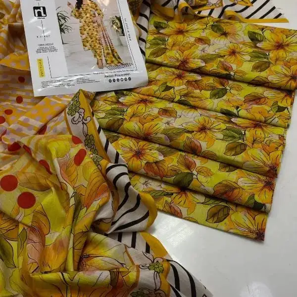 women unstitched suits - 3 Pcs Women's Unstitched Linen Digital Print Suit VW288