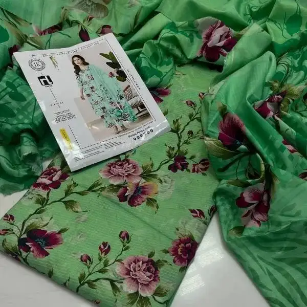 women unstitched suits - 3 Pcs Women's Unstitched Linen Digital Print Suit VW289