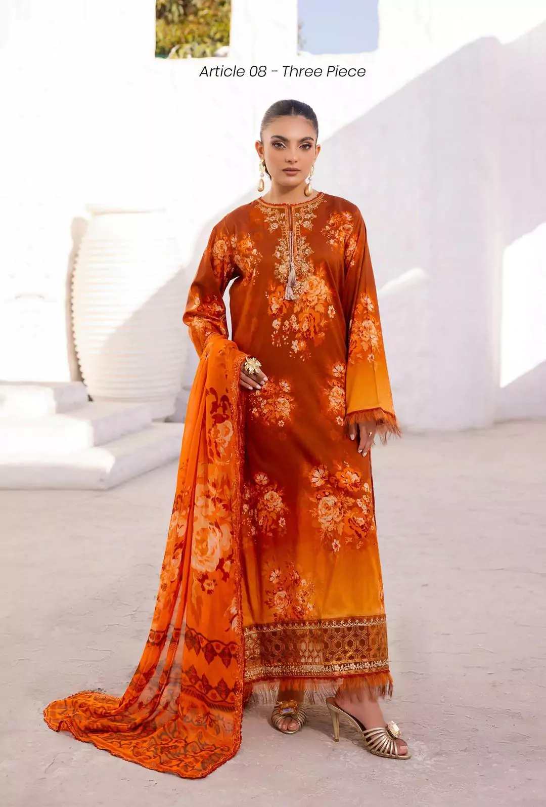 women unstitched suits - 3 Pcs Women's Unstitched Printed Lawn Suit VV492