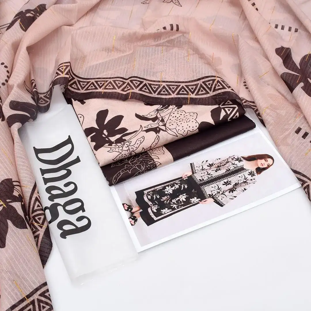 3 Pcs Women's Unstitched Printed Lawn Suit VW592