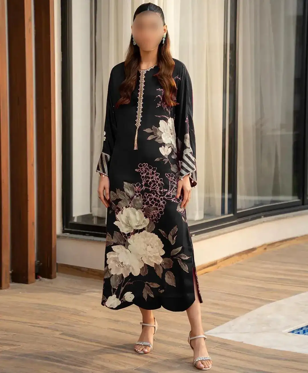 3 Pcs Women's Unstitched Silk Printed Suit VW730
