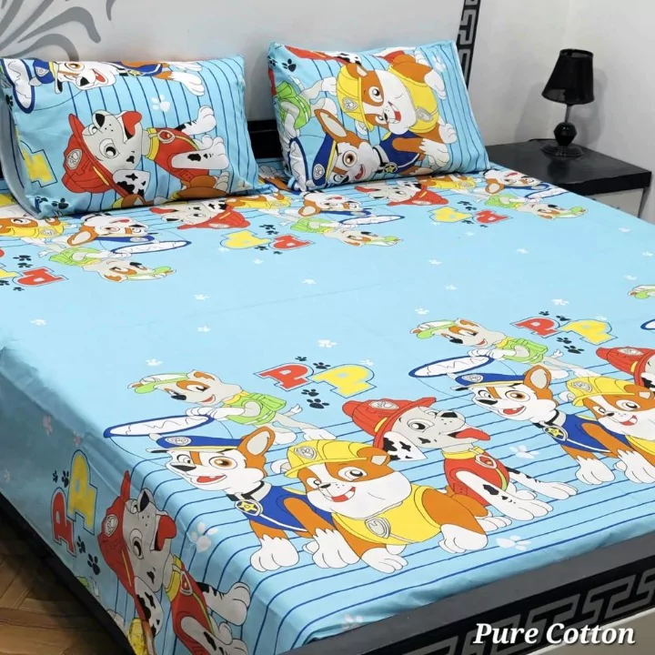 3 Piece Cotton Printed Double Bedsheet