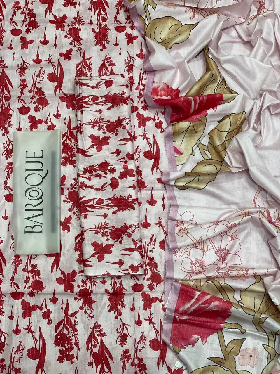 3 Piece Lawn Digital Print Suit Red