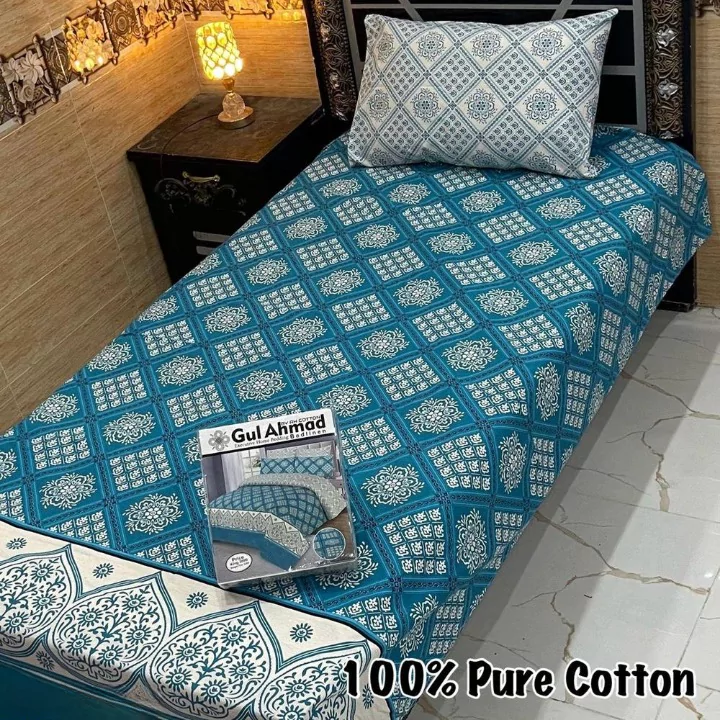 4 Pcs Cotton Printed Single Bedsheet
