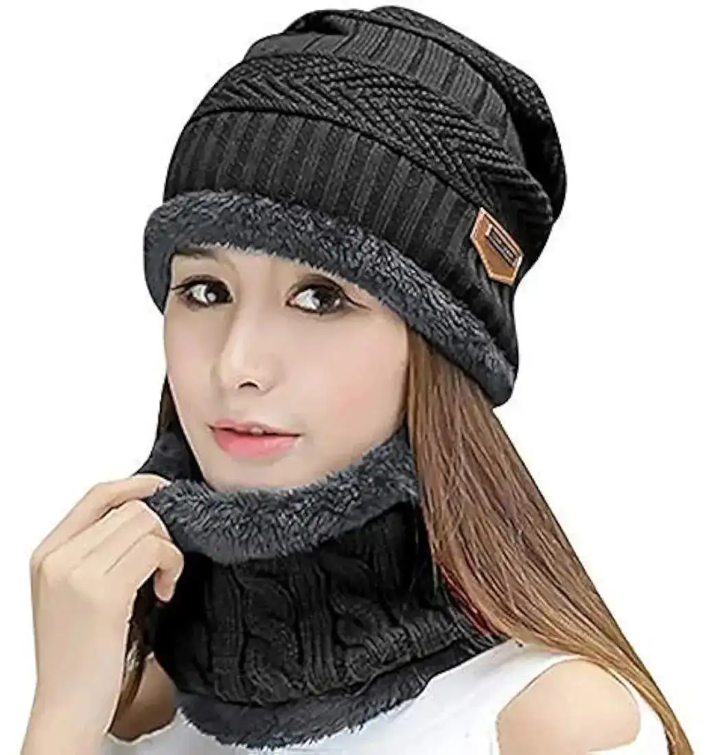 4 Pcs Wool Beanie And Neck Warmer Set 1 Buy 1 Get 1 Free